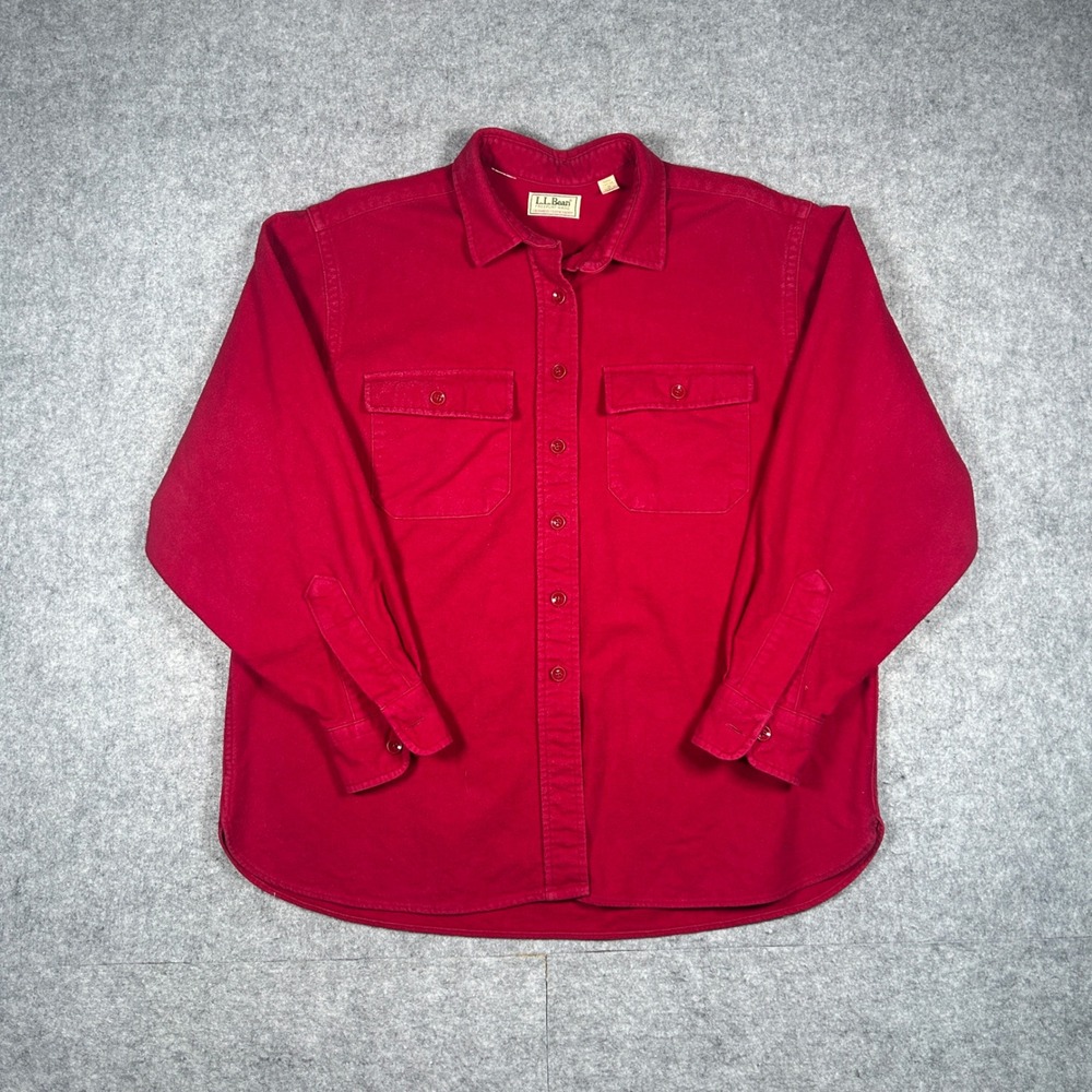 vintage L.L. Bean Chamois Cloth Shirt Womens 16 Red Heavyweight Cotton jacket‎